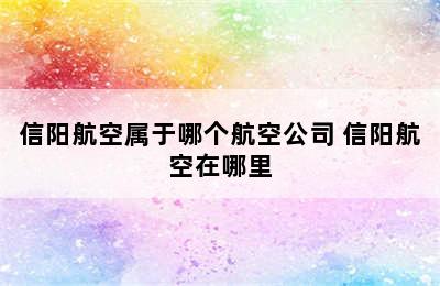 信阳航空属于哪个航空公司 信阳航空在哪里